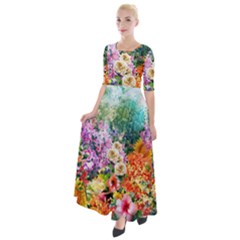 Forest Flowers  Half Sleeves Maxi Dress by ArtsyWishy