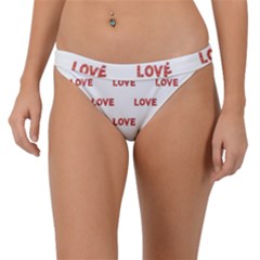 Flower Decorated Love Text Motif Print Pattern Band Bikini Bottom by dflcprintsclothing