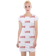 Flower Decorated Love Text Motif Print Pattern Cap Sleeve Bodycon Dress by dflcprintsclothing