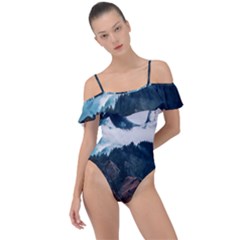 Dream Whale Frill Detail One Piece Swimsuit by goljakoff