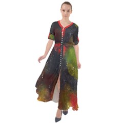 Color Splashes Waist Tie Boho Maxi Dress by goljakoff