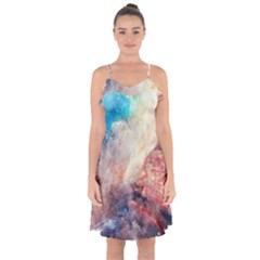 Galaxy Paint Ruffle Detail Chiffon Dress by goljakoff