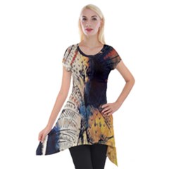 Elephant Mandala Short Sleeve Side Drop Tunic by goljakoff