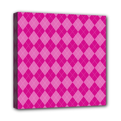 Pink Diamond Pattern Mini Canvas 8  X 8  (stretched) by ArtsyWishy