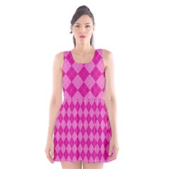 Pink Diamond Pattern Scoop Neck Skater Dress by ArtsyWishy