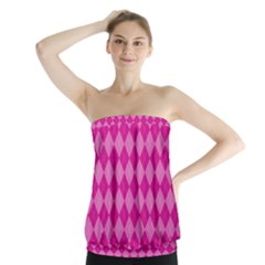 Pink Diamond Pattern Strapless Top by ArtsyWishy