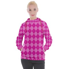 Pink Diamond Pattern Women s Hooded Pullover by ArtsyWishy