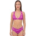 Pink Diamond Pattern Double Strap Halter Bikini Set View1