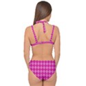 Pink Diamond Pattern Double Strap Halter Bikini Set View2