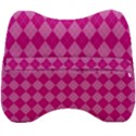 Pink Diamond Pattern Velour Head Support Cushion View2