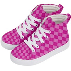 Pink Diamond Pattern Kids  Hi-top Skate Sneakers by ArtsyWishy