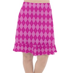 Pink Diamond Pattern Fishtail Chiffon Skirt by ArtsyWishy