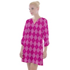 Pink Diamond Pattern Open Neck Shift Dress by ArtsyWishy