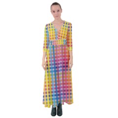 Digital Paper Stripes Rainbow Colors Button Up Maxi Dress by HermanTelo