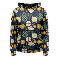 Flower Grey Pattern Floral Women s Pullover Hoodie by Dutashop