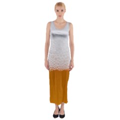 Beer Foam Bubbles Alcohol  Glass Fitted Maxi Dress by Amaryn4rt