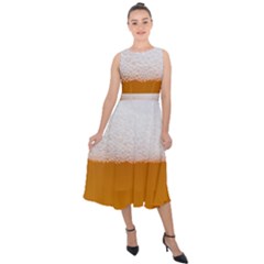 Beer Foam Bubbles Alcohol  Glass Midi Tie-back Chiffon Dress by Amaryn4rt