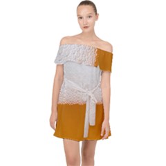 Beer Foam Bubbles Alcohol  Glass Off Shoulder Chiffon Dress by Amaryn4rt