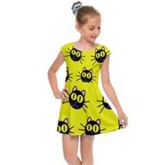 Cats Heads Pattern Design Kids  Cap Sleeve Dress by Amaryn4rt