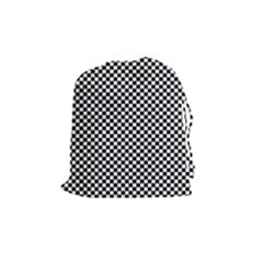 Black And White Checkerboard Background Board Checker Drawstring Pouch (medium) by Amaryn4rt