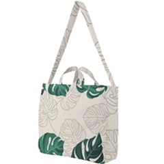 Green Monstera Leaf Illustrations Square Shoulder Tote Bag by HermanTelo