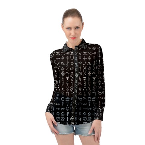 Alchemical Symbols - Collected Inverted Long Sleeve Chiffon Shirt by WetdryvacsLair