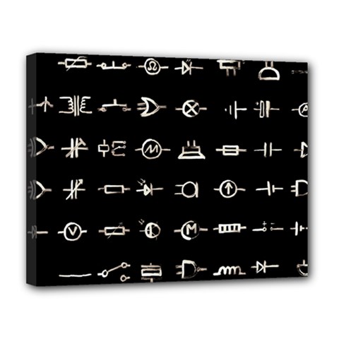 Electrical Symbols Callgraphy Short Run Inverted Canvas 14  X 11  (stretched) by WetdryvacsLair