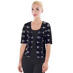 Electrical Symbols Callgraphy Short Run Inverted Cropped Button Cardigan by WetdryvacsLair