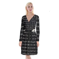 Electrical Symbols Callgraphy Short Run Inverted Long Sleeve Velvet Front Wrap Dress by WetdryvacsLair