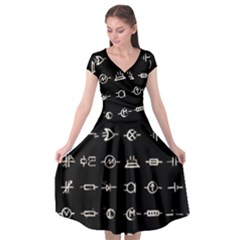 Electrical Symbols Callgraphy Short Run Inverted Cap Sleeve Wrap Front Dress by WetdryvacsLair