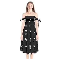 Elder Futhark Rune Set Collected Inverted Shoulder Tie Bardot Midi Dress by WetdryvacsLair