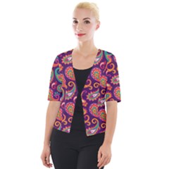 Paisley Purple Cropped Button Cardigan by designsbymallika