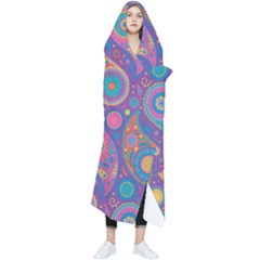 Baatik Purple Print Wearable Blanket by designsbymallika