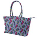 Blue Paisley Print Canvas Shoulder Bag View1