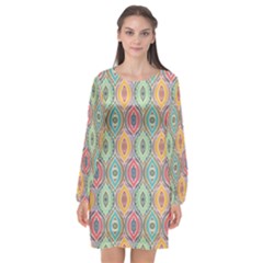 Mandala Baatik Print Long Sleeve Chiffon Shift Dress  by designsbymallika