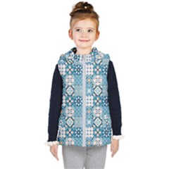 Ceramic Tile Pattern Kids  Hooded Puffer Vest by designsbymallika