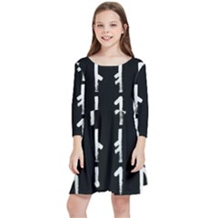 Medieval Runes Collected Inverted Complete Kids  Quarter Sleeve Skater Dress by WetdryvacsLair