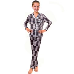 Rosegold Beads Chessboard Kid s Satin Long Sleeve Pajamas Set by Sparkle