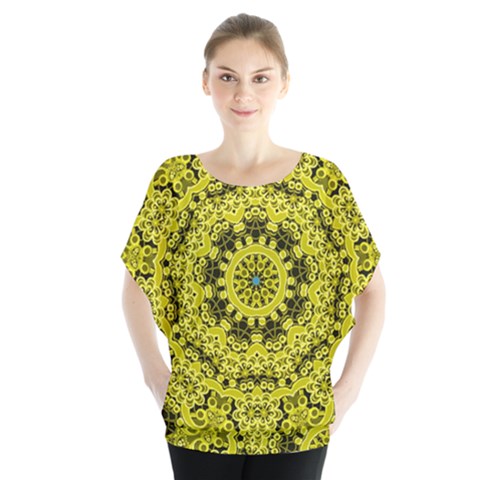 Yellow Kolodo Batwing Chiffon Blouse by Sparkle