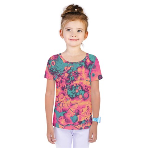 Orange And Turquoise Alcohol Ink  Kids  One Piece Tee by Dazzleway