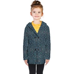 Fancy Stone Mosaic Print Pattern Kids  Double Breasted Button Coat by dflcprintsclothing