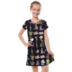 Glitch Glitchen Npc Animals And Characters Pattern Kids  Cross Web Dress by WetdryvacsLair