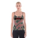 Tropical Style Floral Motif Print Pattern Spaghetti Strap Top View1