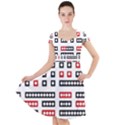 Geometric Sequence Print Pattern Design Cap Sleeve Midi Dress View1