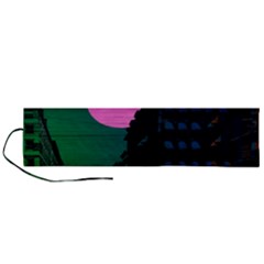 Vaporwave Old Moon Over Nyc Roll Up Canvas Pencil Holder (l) by WetdryvacsLair