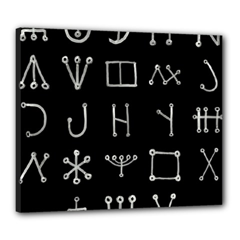 Heinrich Cornelius Agrippa Of Occult Philosophy 1651 Malachim Alphabet Collected Inverted Square Canvas 24  X 20  (stretched) by WetdryvacsLair