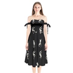 Katzen Cats Shoulder Tie Bardot Midi Dress by WetdryvacsLair