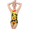 Hearts. Cross Front Low Back Swimsuit View1