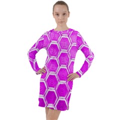 Hexagon Windows Long Sleeve Hoodie Dress by essentialimage