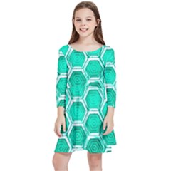 Hexagon Windows Kids  Quarter Sleeve Skater Dress by essentialimage